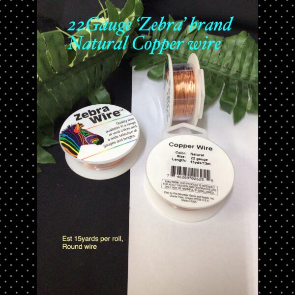 22Gauge 'Zebra' brand Natural copper wire (est 15yards)