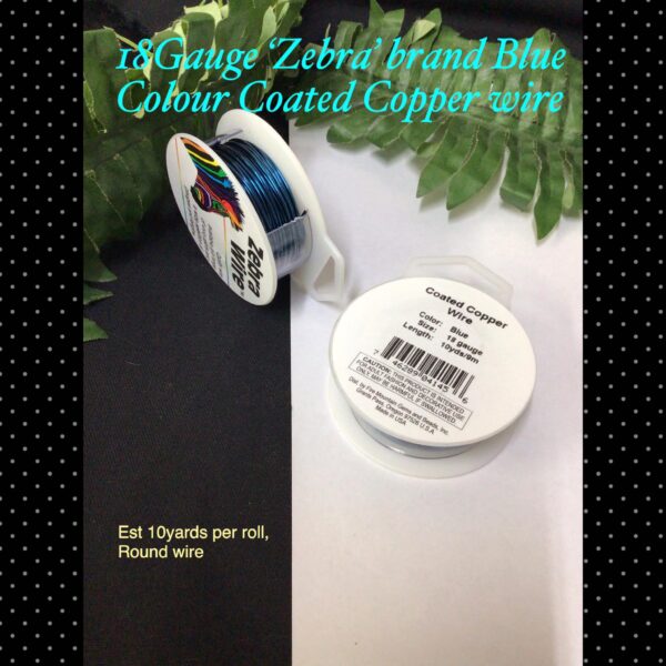 18Gauge 'Zebra' brand Blue Colour Coated copper wire (est 10yards)