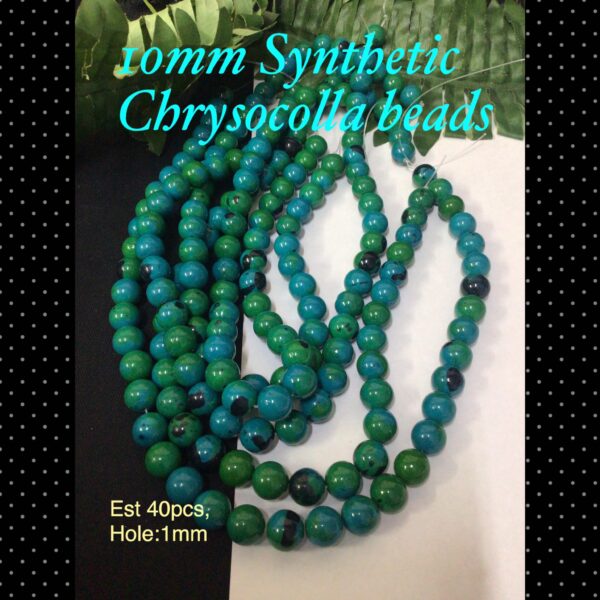 10mm Synthetic Chrysocolla beads (est 37-38pcs)