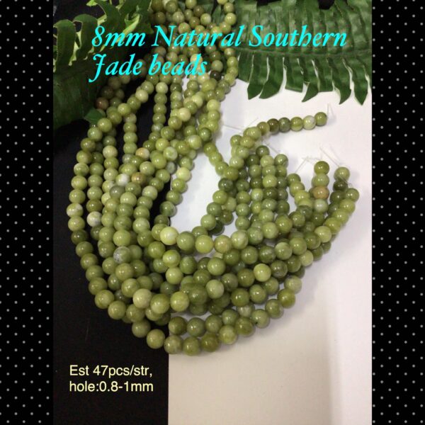 8mm Natural Southern Jade beads (est 47pcs)