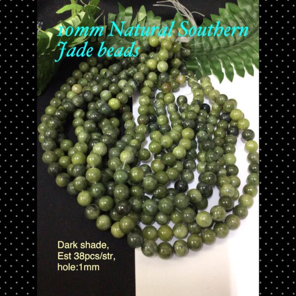 10mm Natural Southern Jade beads (est 38pcs)