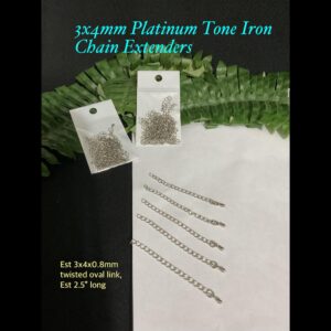 3x4mm Platinum tone Iron chain extenders with ball (est 15pcs)