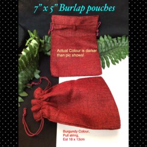 7"x 5" Burlap Pouches (burgundy colour)