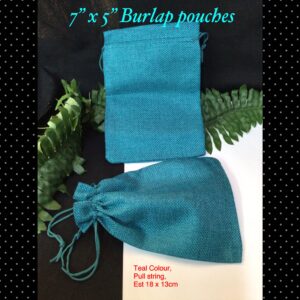 7"x 5" Burlap Pouches (teal colour)