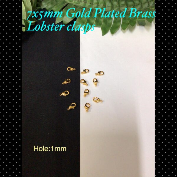 7x5mm Gold Plated Brass Lobster clasps (each)