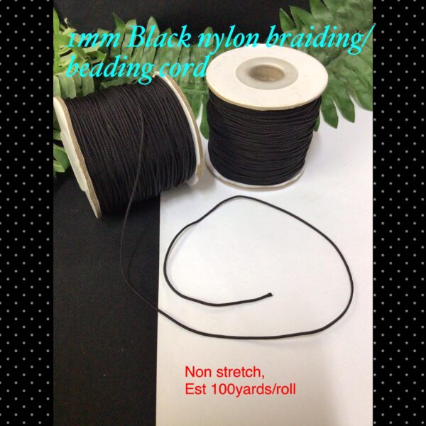 1mm Black nylon braiding/beading cord (est 100yards)