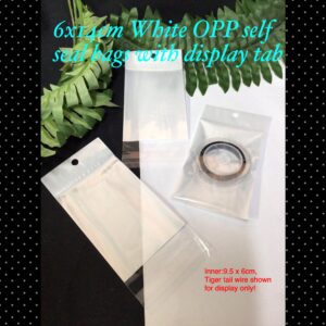6x14cm White OPP self seal bags with display tab (est 100pcs)