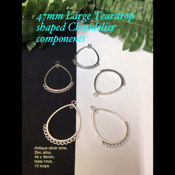 47mm Large Teardrop shaped chandelier component (4pcs)