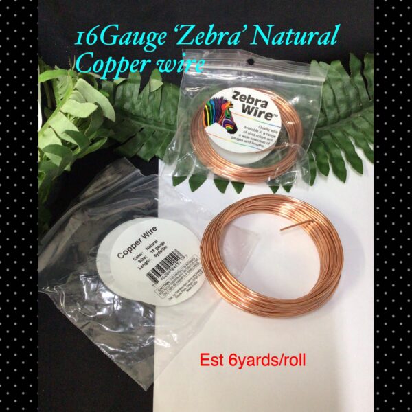 16Gauge 'Zebra' Natural Copper Wire (est 6yards)