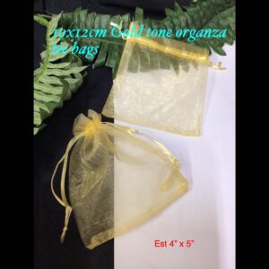 10x12cm Gold tone organza tie bags (10pcs)