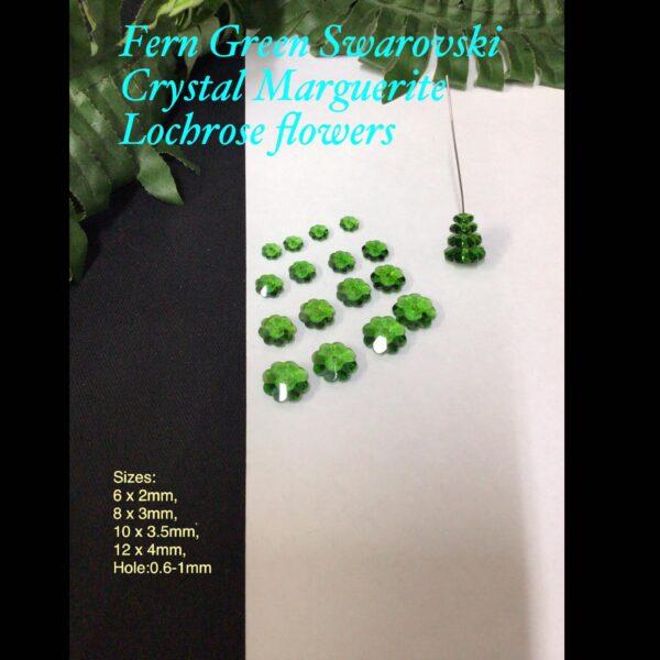 Fern Green Swarovski Crystal Margarite Lochrose Flower beads