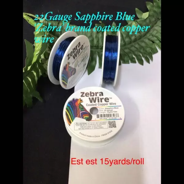 22gauge Sapphire blue 'Zebra' brand coated copper wire (15yards)