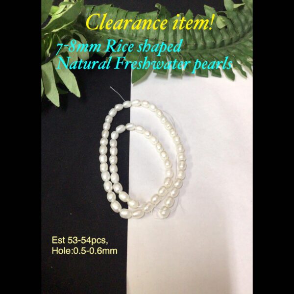 7-8mm Rice shaped Natural Freshwater pearls (Clearance Item!)