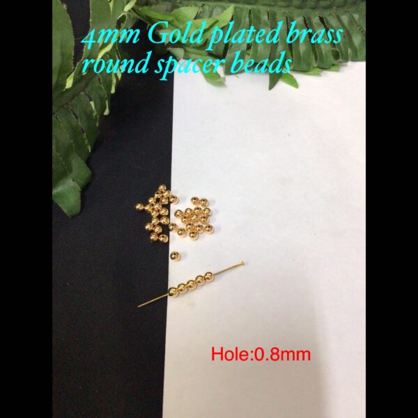 4mm Gold plated brass round spacer beads (12pcs)