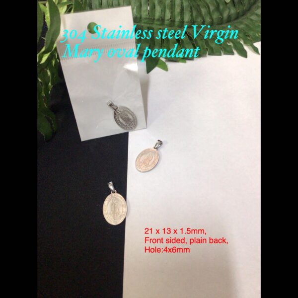 21mm 304 Stainless steel Virgin Mary Oval pendant