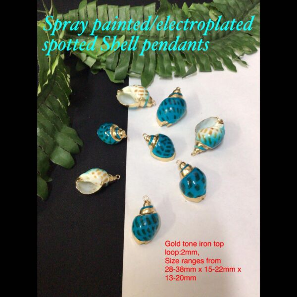 Spray Painted /electroplated spotted Shell pendants