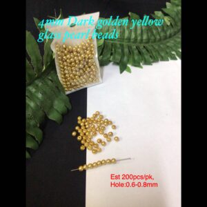 4mm Dark golden yellow glass pearl beads (est 200pcs)