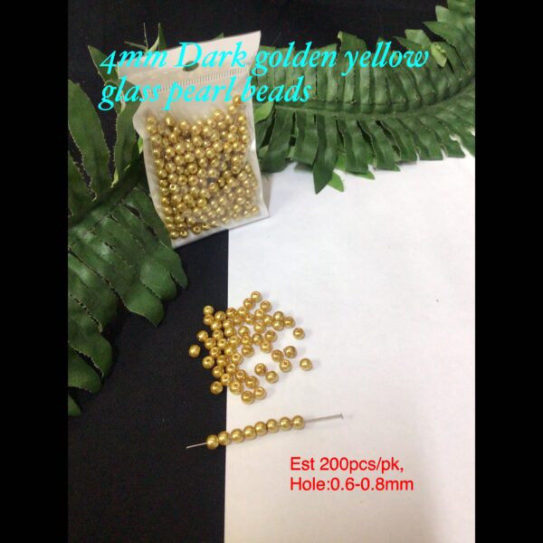 4mm Dark golden yellow glass pearl beads (est 200pcs)