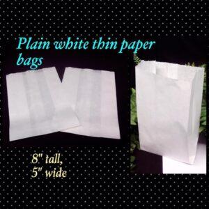 8” x 5" Plain white thin paper bags (est 50pcs)