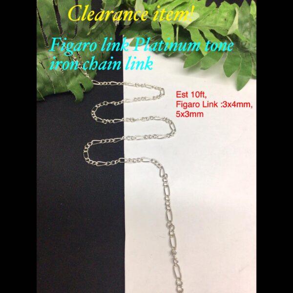 Figaro tone Platinum tone iron chain link (est 10ft) clearance!