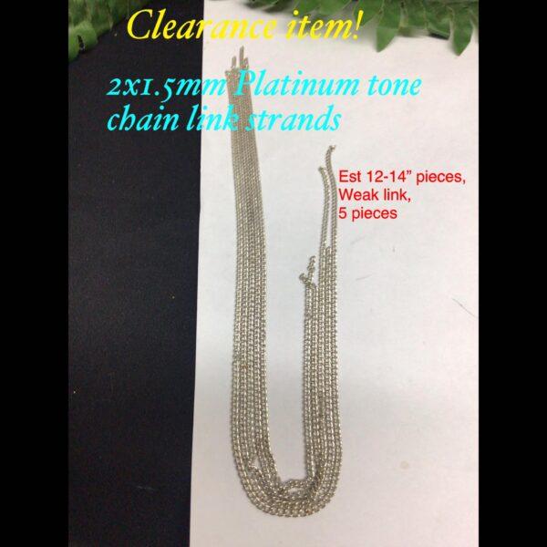 2x1.5mm Platinum tone iron chain link strands (clearance!)