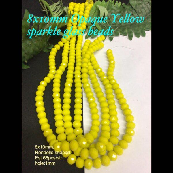 8x10mm Opaque Yellow sparkle glass beads (est 68pcs)