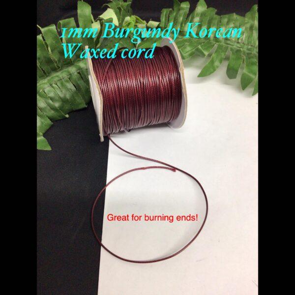 1mm Burgundy Korean Waxed cord (non stretch) (20ft)