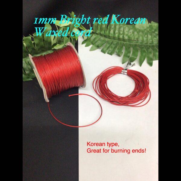 1mm Bright Red Korean Waxed cord