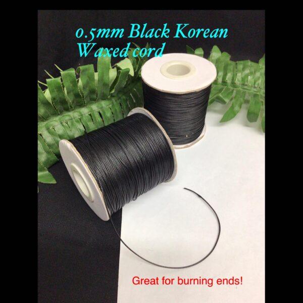 0.5mm Black Korean Waxed cord (non stretch)