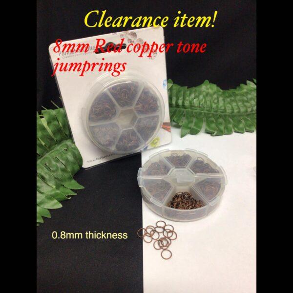 8mm red Copper tone iron jumprings (clearance!)