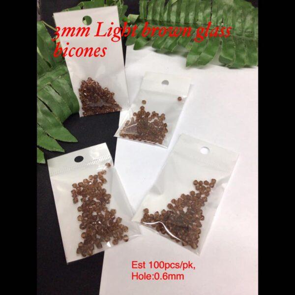 3mm Light brown glass bicones (2PKS)