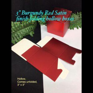 3" Burgundy Red satin finish folding hollow boxes