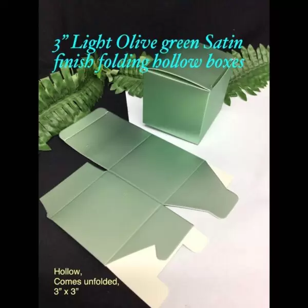 3" Light Olive Green satin finish folding hollow boxes