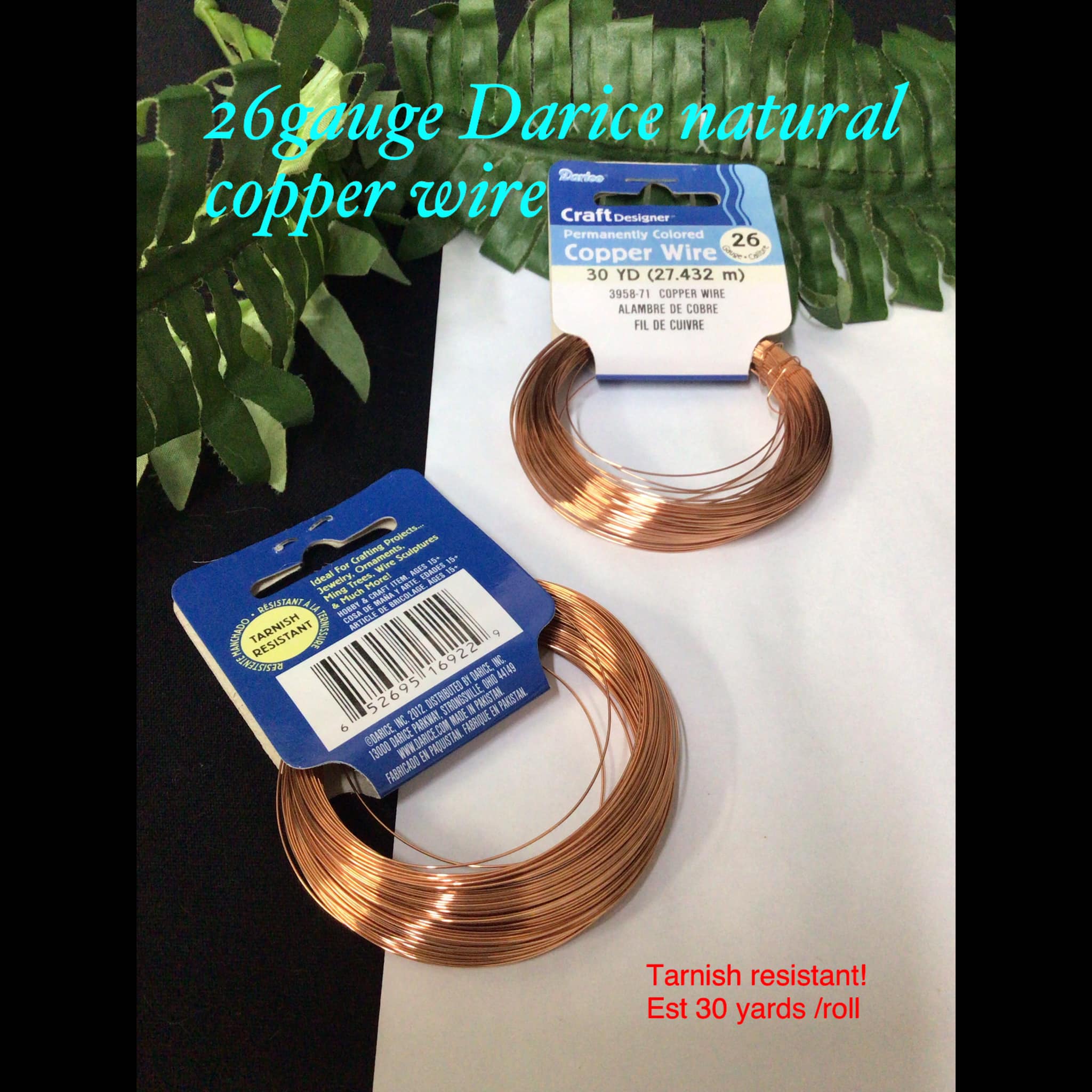 Darice 22 Gauge Copper Wire 10 YD Permanently Colored Tarnish Resistant NEW