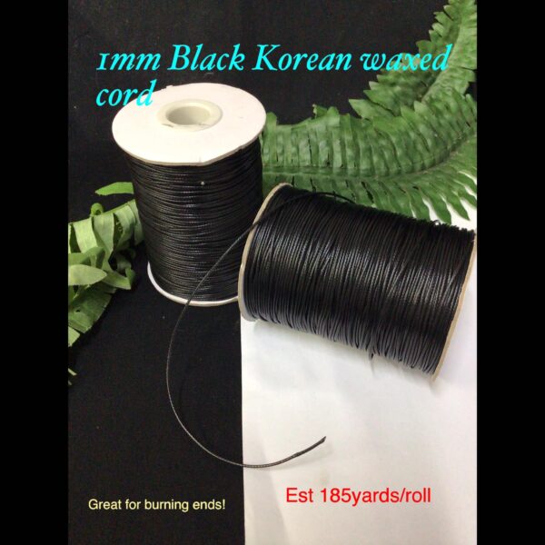 1mm Black Korean Waxed cord (est 170-174yards)