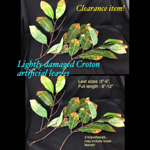 Lightly damaged Croton artificial leaves (3 branches)