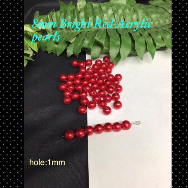 8mm Bright red acrylic pearls (est 100pcs)