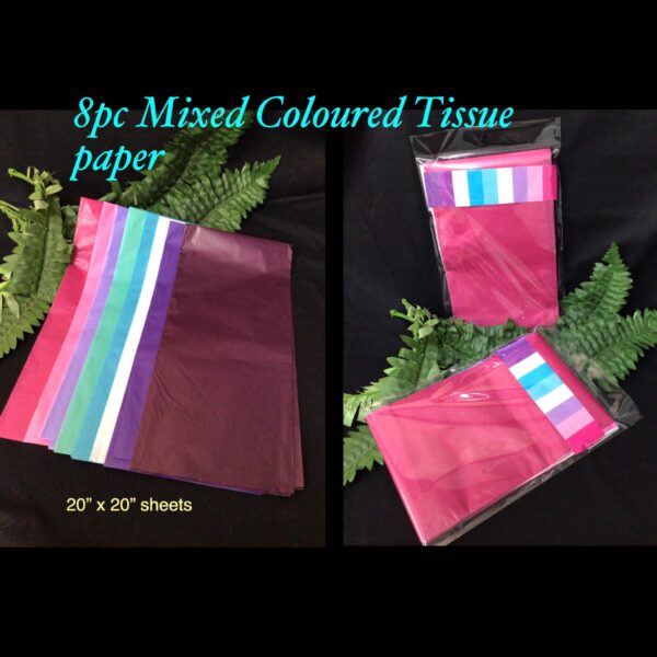 8pc Mixed Coloured tissue paper