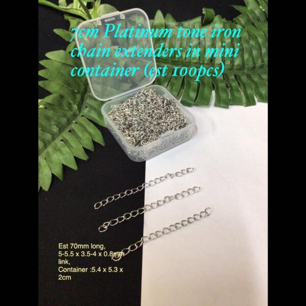 7cm Platinum tone Iron Chain Extenders in mini container (est 100pcs)