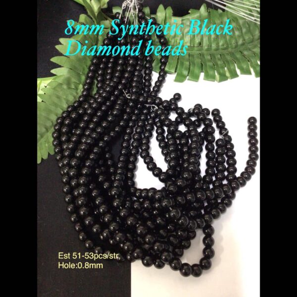 8mm Synthetic Black Diamond beads (est 51-53pcs)