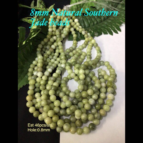 8mm Natural Southern Jade beads (est 46pcs)