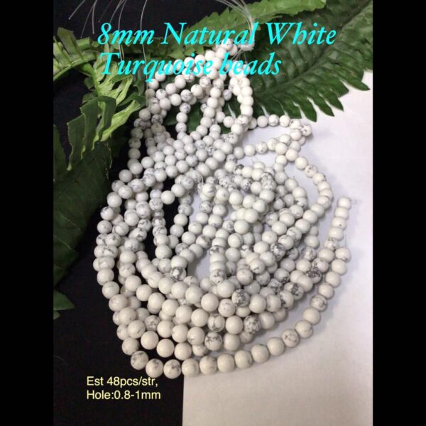 8mm Natural White Turquoise beads (est 48pcs)