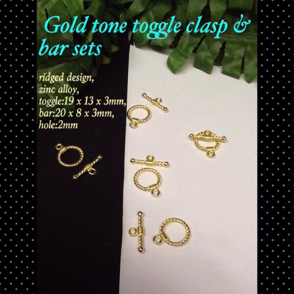 13x16mm Gold tone toggle clasp/ bar sets (5 sets)