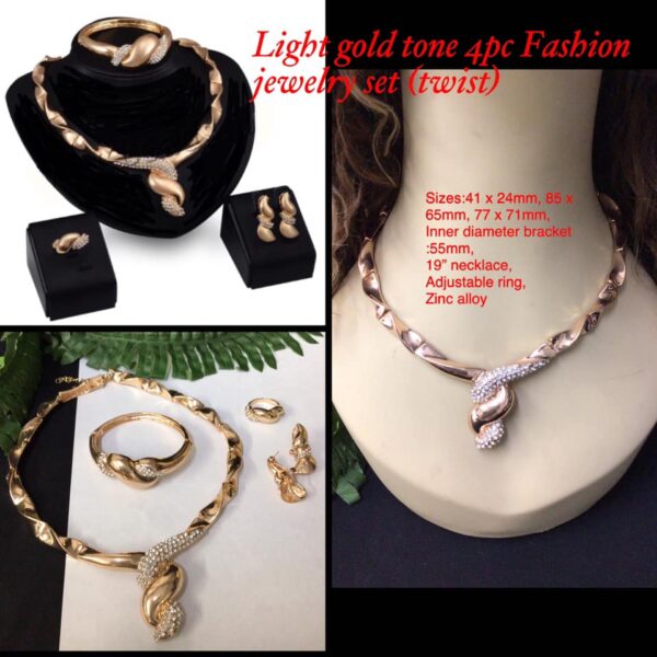 Light gold tone 4pc Fashion jewelry set (twist) 20% OFF!