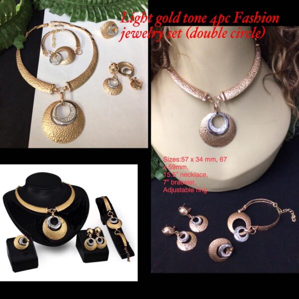 Light gold tone 4pc Fashion jewelry set (double circle) 20% OFF!