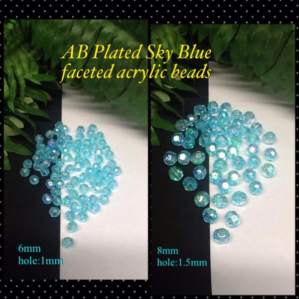 Sky blue AB Plated  faceted acrylic beads