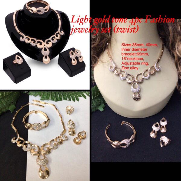 Light gold tone 4pc Fashion jewelry set (oval drops) 20% OFF!