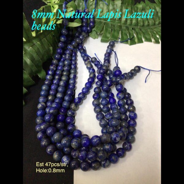 8mm Natural Lapiz Lazuli beads (est 47pcs)