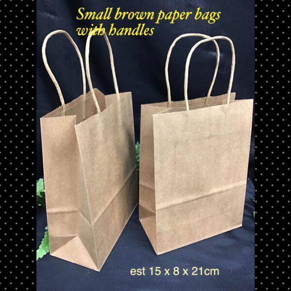 21cm Small brown paper bags with handles (5pcs)