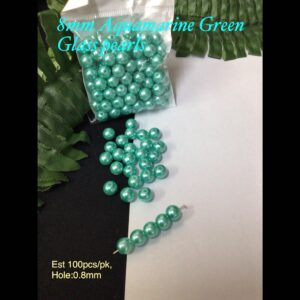 8mm Aquamarine Green glass pearls (est 100pcs)